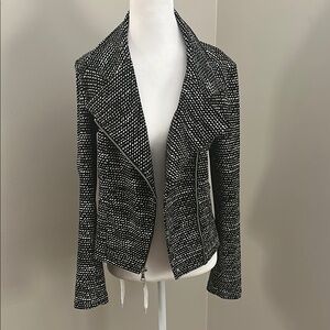 Express Moto Jacket, Black and White Pattern, Sz M